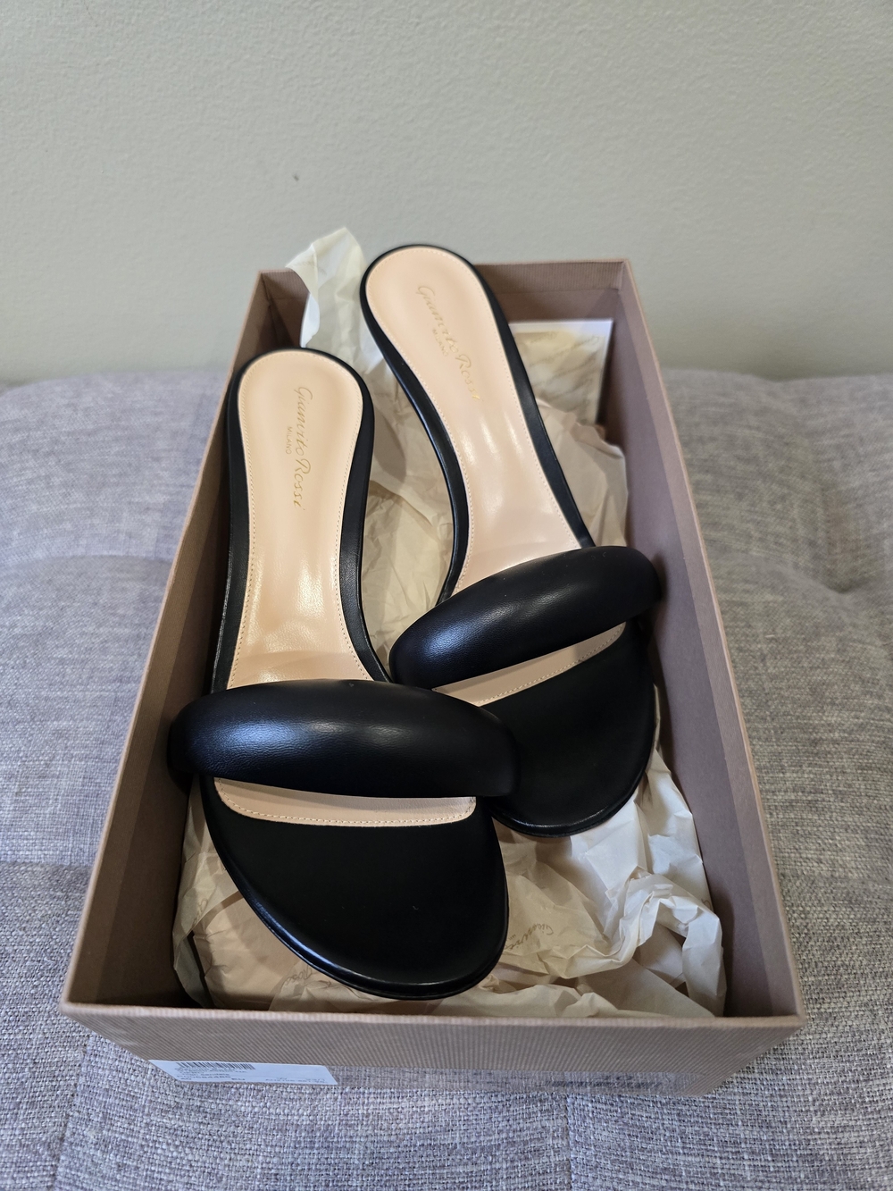 Gianvito Rossi Black Padded Strap Slide Mules